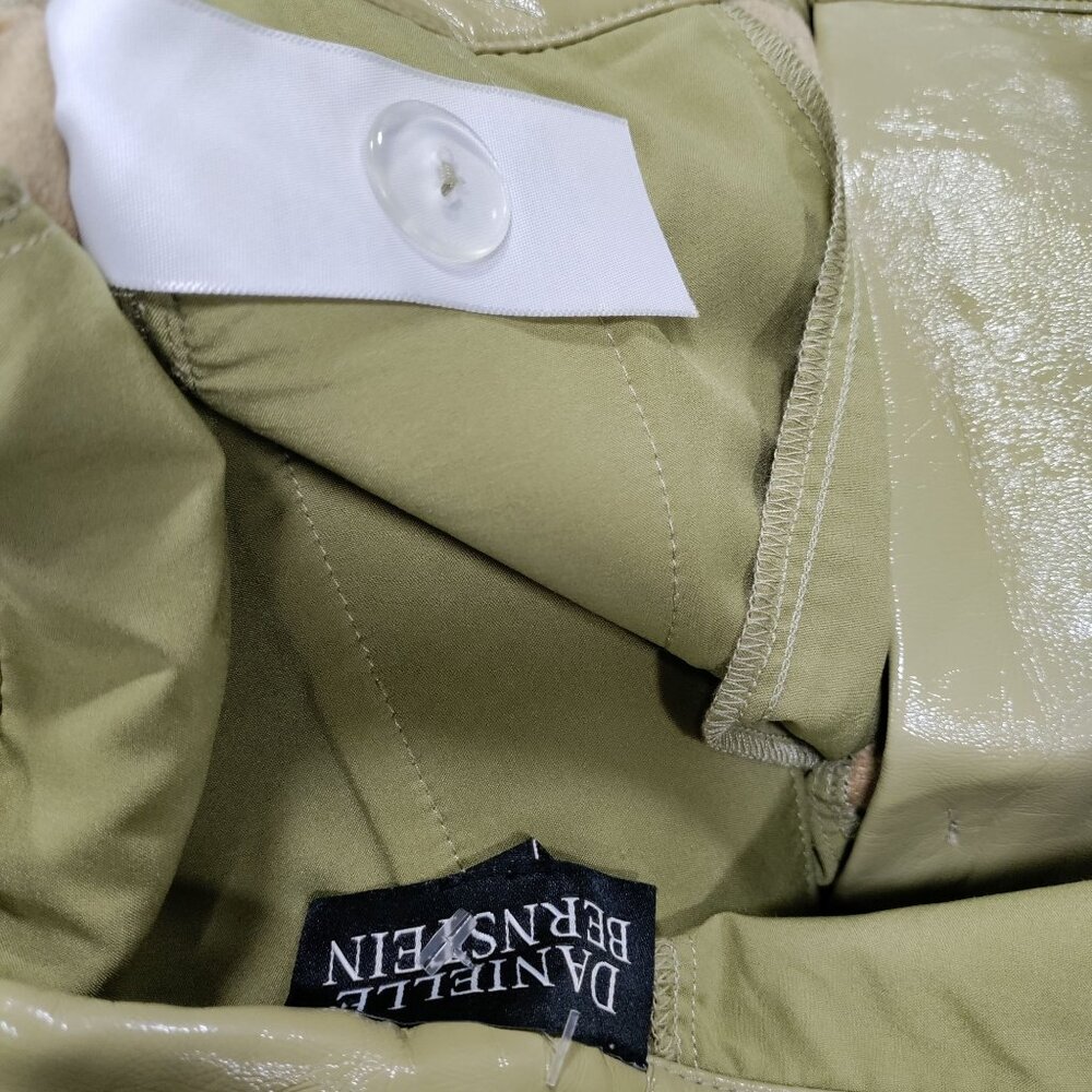 Danielle Bernstein Olive Patent Faux Leather Fully Lined Wide-Leg Pants Size 14 - Picture 8 of 16